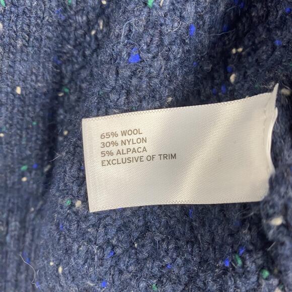 Duluth Trading Sweater Mens XL Blue Wool Alpaca Cable Knit Donegal Crewneck - Picture 12 of 16